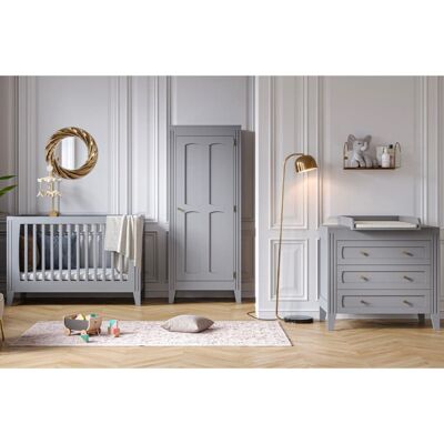 Vox Dormitorio completo con cuna paneles de melamina gris Vox Dormitorio completo con cuna paneles de melamina gris