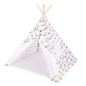 Sevira Kids Tienda tipi para niños con alfombra blanca, safari