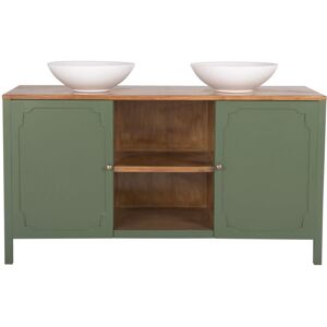 Maisons du Monde Mueble de lavabo doble con 2 puertas y 1 balda verde y beige