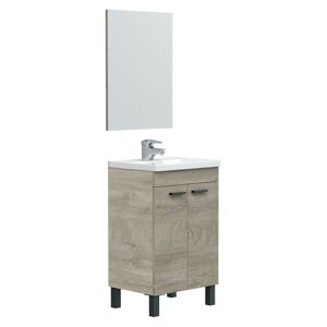 HOMN Mueble de baño 2 puertas con espejo, sin lavabo, 50 cm