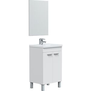 HOMN Mueble de baño 2 puertas, espejo y con lavabo, 50 cm