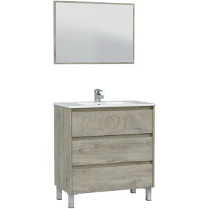 HOMN Mueble de baño 3 cajones con espejo, sin lavabo, 80 cm