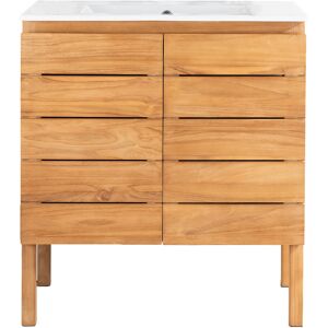 Wanda Collection Mueble de baño de teca maciza y cerámica l 80 cm