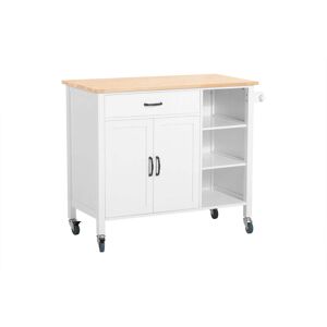 SoBuy Carrito de cocina con 2 puertas 1 cajón y 2 estantes mdf blanco