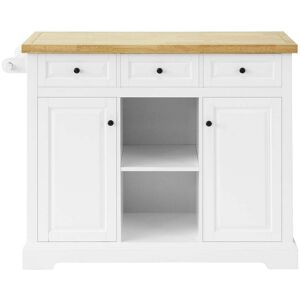 SoBuy Carrito de cocina con 3 cajones y 2 puertas mdf blanco