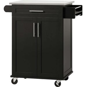 SoBuy Carrito de cocina con 2 puerta y 1 cajón mdf aglomerado  negro