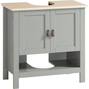 SoBuy Mueble para debajo del lavabo con 1 estante y 2 puertas madera gris