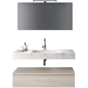 AQA DESIGN Mueble de baño 5 piezas en melamina mármol de carrara/madera beige