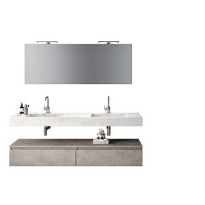 AQA DESIGN Mueble de baño 7 piezas en melamina mármol de carrara/piedra beige