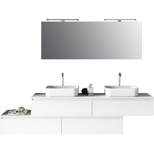 AQA DESIGN Mueble de baño de 9 piezas con doble lavabo en melamina blanca