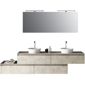 AQA DESIGN Mueble de baño de 9 piezas doble lavabo en melamina color beige piedra