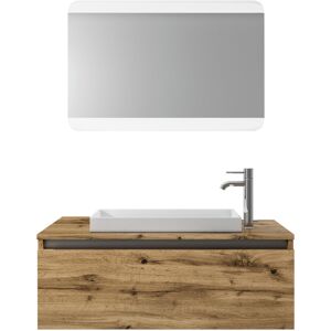 AQA DESIGN Mueble de baño de 3 piezas en melamina roble miel