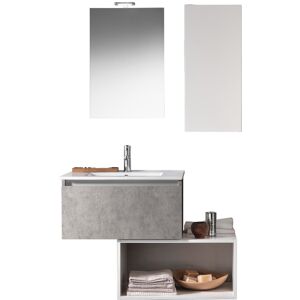 AQA DESIGN Mueble de baño de 6 piezas en melamina cemento