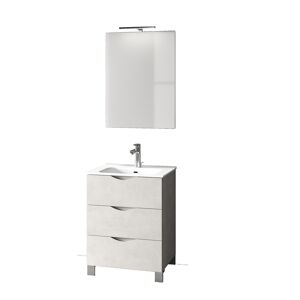 AQA DESIGN Mueble de baño de 4 piezas en melamina color blanco piedra