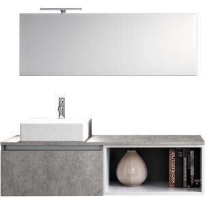 AQA DESIGN Mueble de baño de 6 piezas en melamina cemento