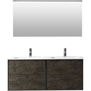 AQA DESIGN Mueble de baño 4 piezas doble bañera en melamina oxido