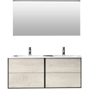 AQA DESIGN Mueble de baño de 4 piezas con doble bañera en melamina roble alaska