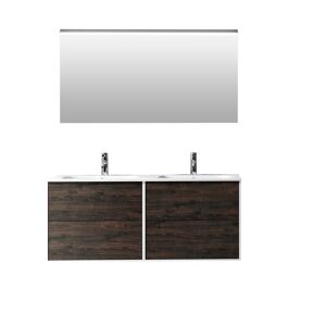 AQA DESIGN Mueble de baño 4 piezas doble bañera en melamina color marrón oscuro