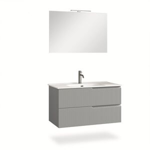 AQA DESIGN Mueble de baño de 4 piezas en mdf gris mate