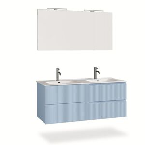 AQA DESIGN Mueble de baño de 5 piezas con doble bañera en mdf azul tiffany