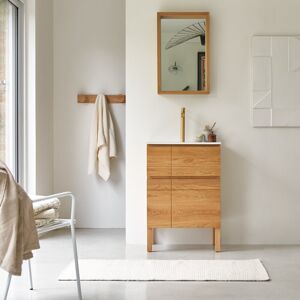 Tikamoon Mueble de baño de roble macizo y cerámica 60 cm