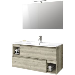 AQA DESIGN Mueble de baño de 4 piezas en melamina efecto pino