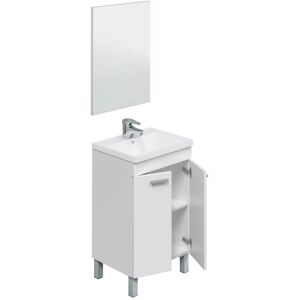 Hogar24 Mueble de lavabo con 2 puertas y espejo blanco