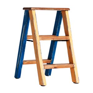 Lastdeco Escalera de madera de mahogany en color azul