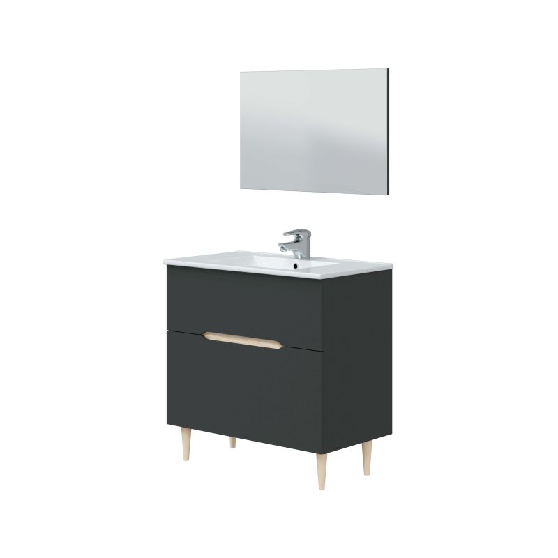 duehome Mueble de baño lotto 80 melamina, antracita, 80 x 80 x 45