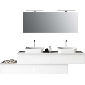 AQA DESIGN Mueble de baño de 9 piezas con doble lavabo en melamina blanca AQA DESIGN Mueble de baño de 9 piezas con doble lavabo en melamina blanca