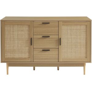 Baita Mueble bajo efecto roble y ratán 130cm Baita Mueble bajo efecto roble y ratán 130cm