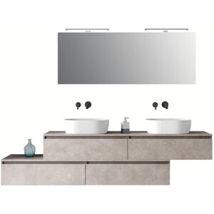 AQA DESIGN Mueble de baño de 9 piezas en melamina color beige piedra AQA DESIGN Mueble de baño de 9 piezas en melamina color beige piedra