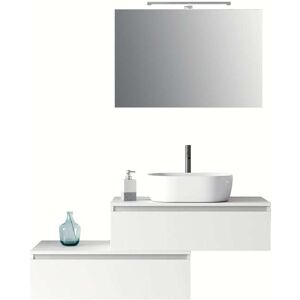 AQA DESIGN Mueble de baño de 5 piezas en melamina blanco mate AQA DESIGN Mueble de baño de 5 piezas en melamina blanco mate