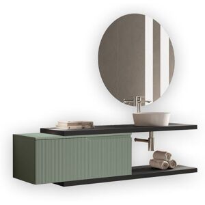 AQA DESIGN Mueble de baño 5 piezas en mdf antracita/verde salvia AQA DESIGN Mueble de baño 5 piezas en mdf antracita/verde salvia