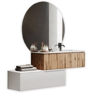 AQA DESIGN Mueble de baño bañera derecha 4 piezas en mdf roble/blanco mate AQA DESIGN Mueble de baño bañera derecha 4 piezas en mdf roble/blanco mate