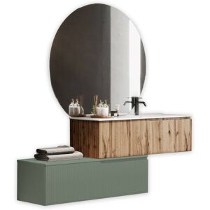 AQA DESIGN Mueble de baño bañera derecha 4 piezas en mdf roble/verde salvia AQA DESIGN Mueble de baño bañera derecha 4 piezas en mdf roble/verde salvia
