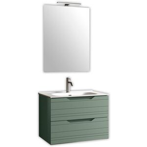 AQA DESIGN Mueble de baño con espejo 4 piezas en mdf verde salvia AQA DESIGN Mueble de baño con espejo 4 piezas en mdf verde salvia