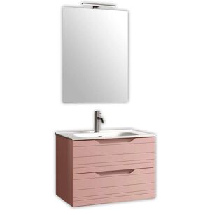 AQA DESIGN Mueble de baño con espejo de 4 piezas en mdf rosa empolvado AQA DESIGN Mueble de baño con espejo de 4 piezas en mdf rosa empolvado