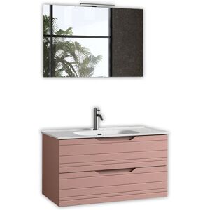 AQA DESIGN Mueble de baño con espejo de 4 piezas en mdf rosa empolvado AQA DESIGN Mueble de baño con espejo de 4 piezas en mdf rosa empolvado