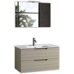 AQA DESIGN Mueble de baño con espejo de 4 piezas en mdf topo mate AQA DESIGN Mueble de baño con espejo de 4 piezas en mdf topo mate