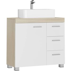 VASAGLE Mueble de lavabo de 30 x 70 x 64 cm de color blanco nube y beige VASAGLE Mueble de lavabo de 30 x 70 x 64 cm de color blanco nube y beige