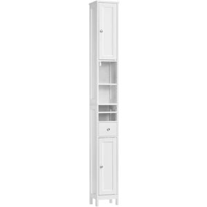 VASAGLE Armario alto de baño con estantes ajustables y cajón de color blanco VASAGLE Armario alto de baño con estantes ajustables y cajón de color blanco