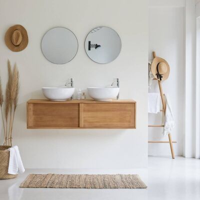 Tikamoon Mueble para lavabo de teca maciza de 140 cm Tikamoon Mueble para lavabo de teca maciza de 140 cm
