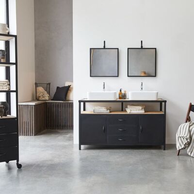 Tikamoon Mueble para lavabo de mango macizo y metal de 140 cm Tikamoon Mueble para lavabo de mango macizo y metal de 140 cm