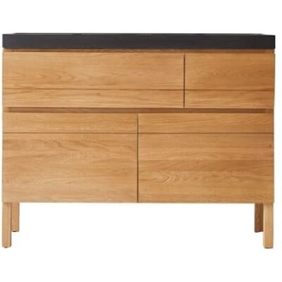 Tikamoon Mueble de baño de roble macizo y piedra de lava de 120 cm Tikamoon Mueble de baño de roble macizo y piedra de lava de 120 cm