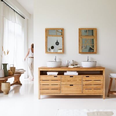 Tikamoon Mueble para lavabo de roble macizo de 165 cm Tikamoon Mueble para lavabo de roble macizo de 165 cm