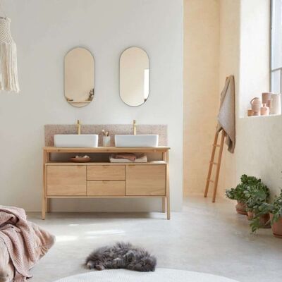 Tikamoon Mueble para lavabo de roble macizo de 140 cm Tikamoon Mueble para lavabo de roble macizo de 140 cm