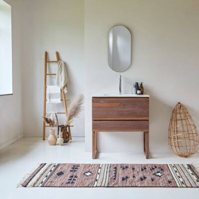 Tikamoon Mueble de baño de nogal macizo y cerámica de 80 cm Tikamoon Mueble de baño de nogal macizo y cerámica de 80 cm