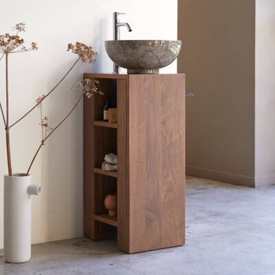Tikamoon Armario de lavabo en nogal macizo - 78x30x40cm Tikamoon Armario de lavabo en nogal macizo - 78x30x40cm