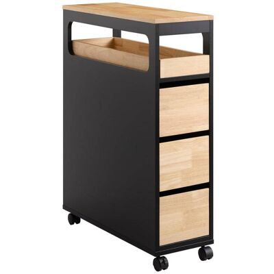 SoBuy Carrito estrecho con 1 bandeja extraíble y 3 cajones negro SoBuy Carrito estrecho con 1 bandeja extraíble y 3 cajones negro